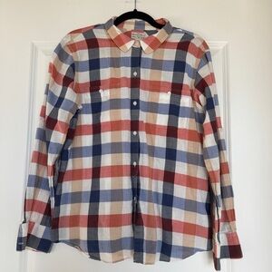 MADEWELL Broadway & Broome Women’s Plaid Button Down Shirt 100% Cotton Large EUC